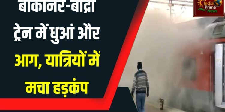 लगाड़ी के एसी कोच के नीचे से अचानक धुआं उठने के बाद एकबारगी हड़कंप मच गया